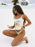 Bahia Rosa Graphic Tank Top White