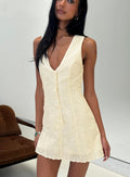 Sylvara Textured Button Up Playsuit Yellow