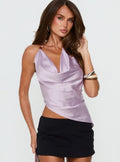 Rejuvenation Cowl Asymmetrical Backless Top Lilac