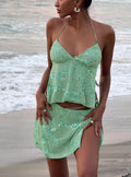 What A Coincidence Beaded Mini Skirt Teal