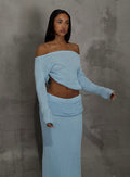 Ravira Wide Neck Knit Sweater Blue