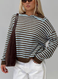 Moon Went Dark Collared Knit Sweater Stripe