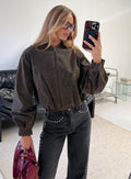 Mastery Faux Suede Bomber Jacket Charcoal