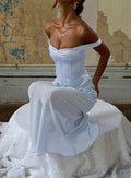 Angiola Corset Off Shoulder Maxi Dress Blue
