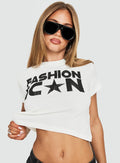 Fashion Icon Graphic Baby Tee White / Black