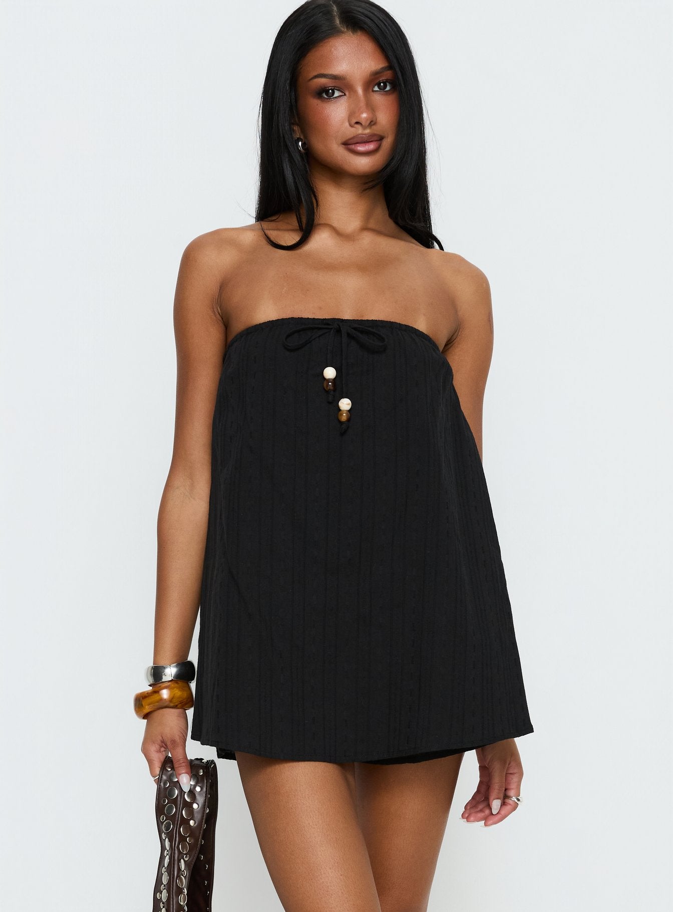 Isafelia Strapless Playsuit Black