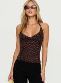 Geovana Plunge Neck Top Brown / Beige Bambi