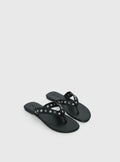 Lyana Eyelet Detail Sandals Black