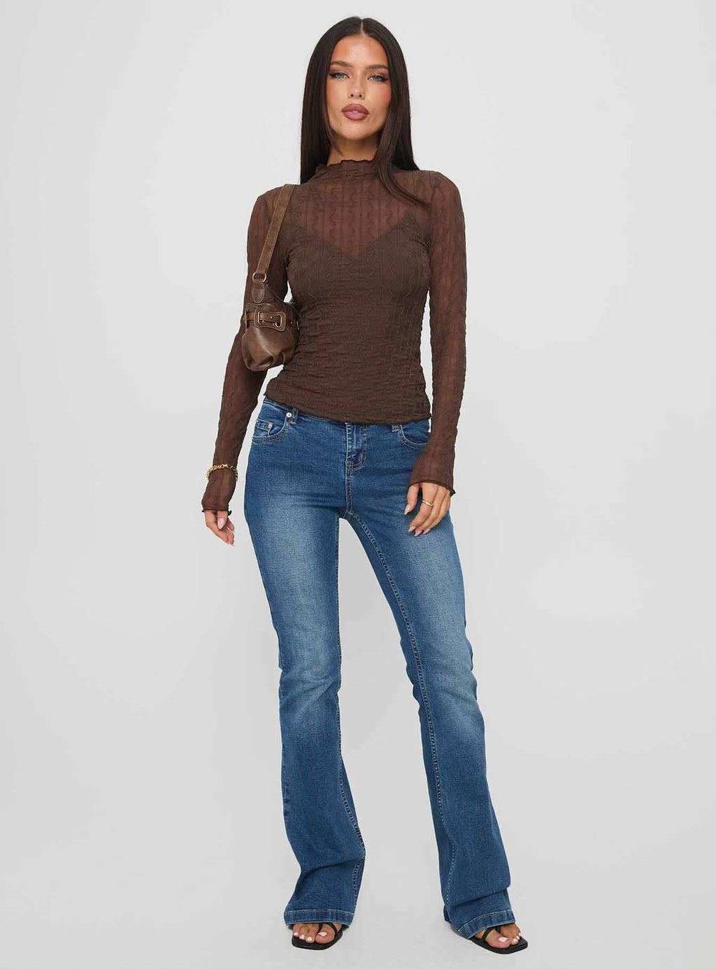 Fabiana Layered Long Sleeve Top Brown