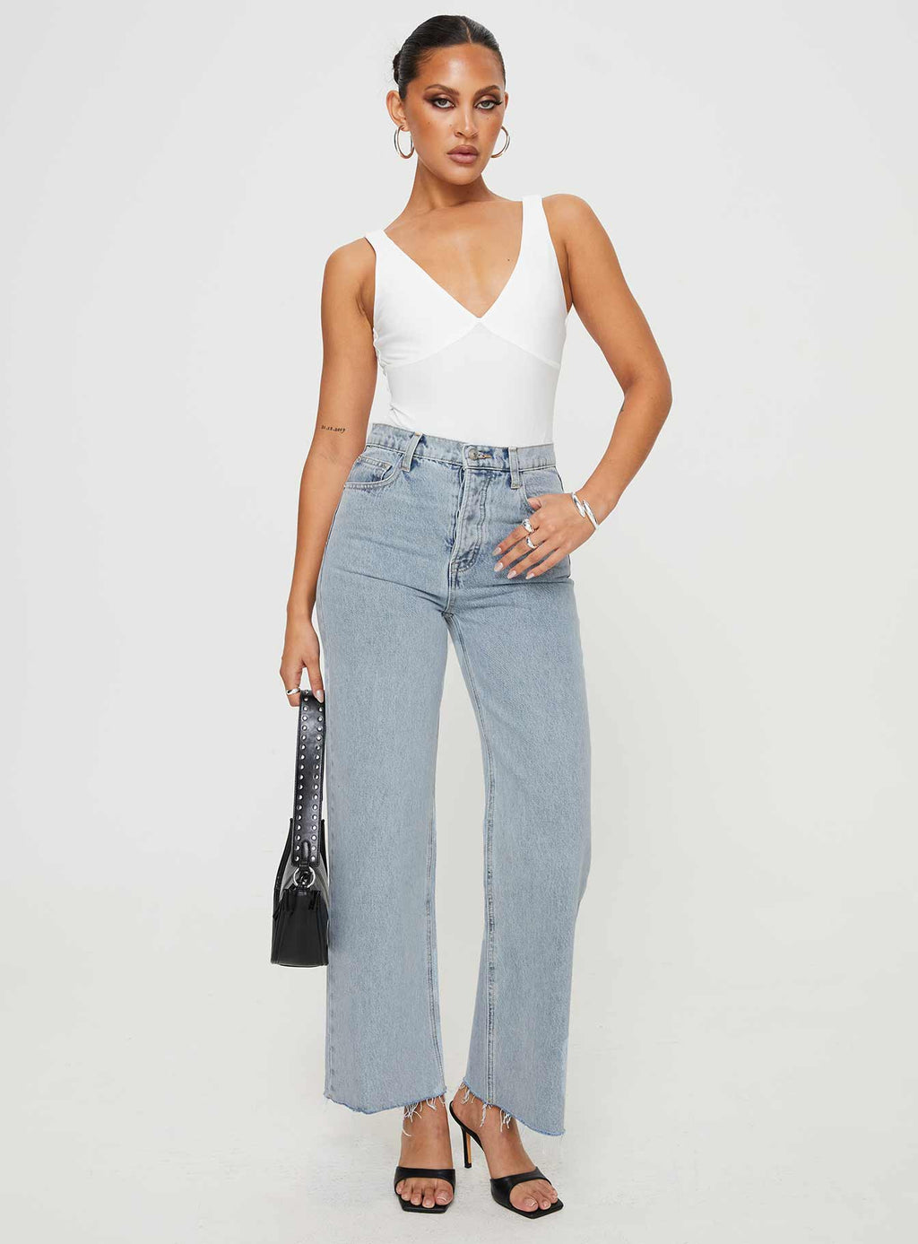 Fawcett High Rise Straight Leg Jeans Light Blue Wash