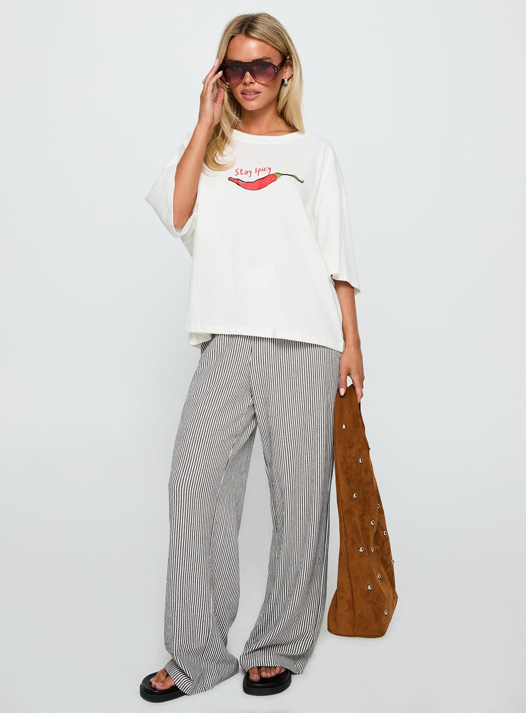Stay Spicy Graphic Top White