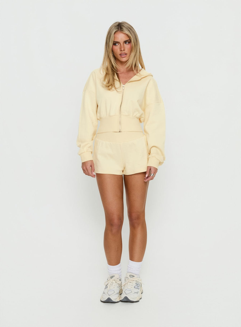 Daytime Cropped Blouson Hoodie Buttercream