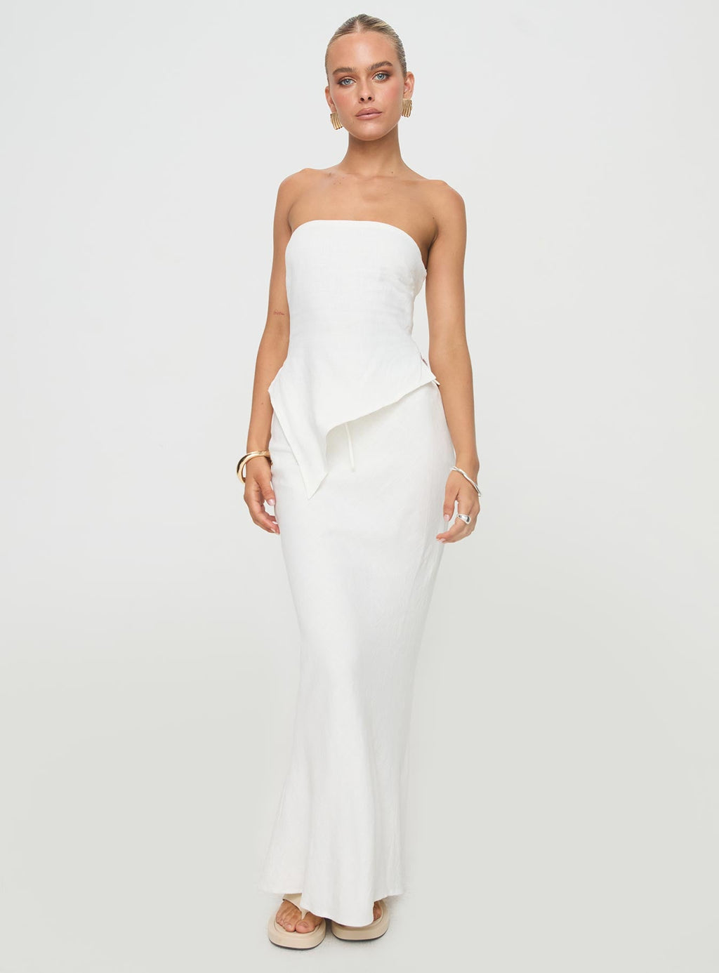 Mercer Linen Blend Maxi Skirt White