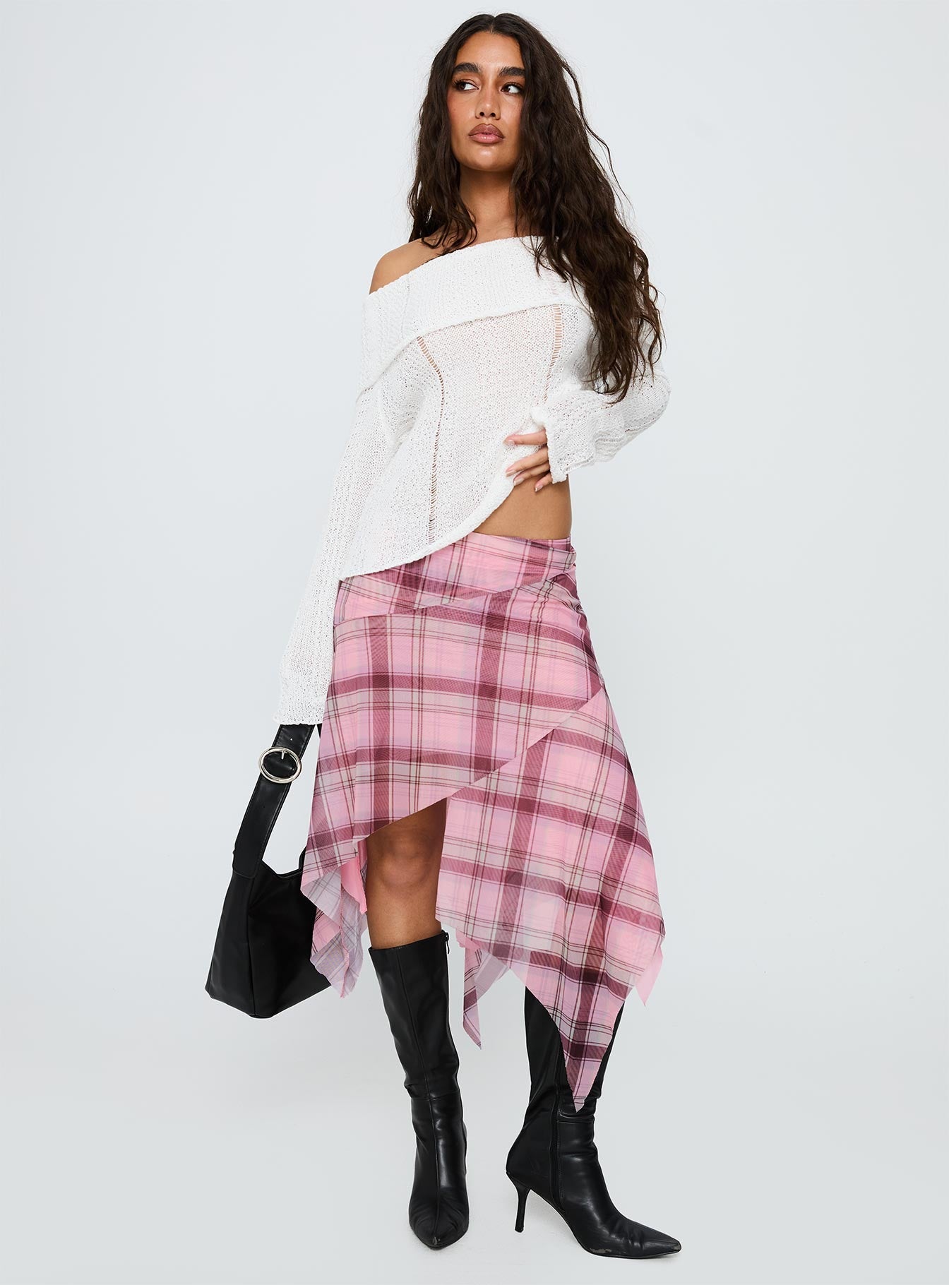 So Gone Off Shoulder Knit Sweater White