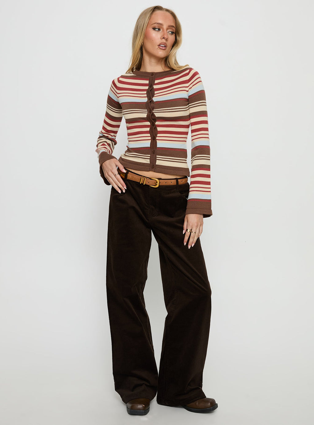 Kenza Wide Leg Corduroy Pant Brown