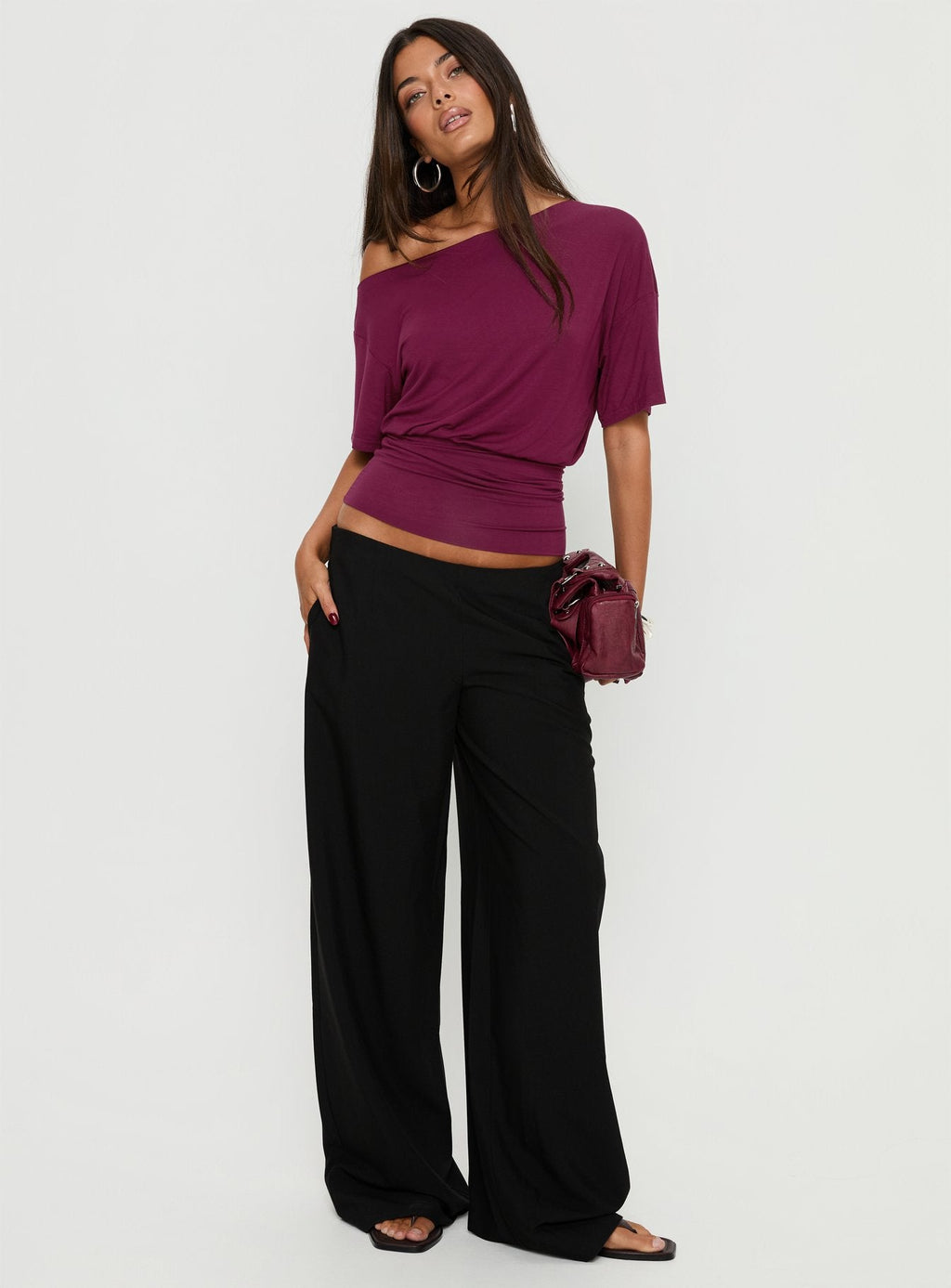 Khane Low Rise Wide Leg Pant Black