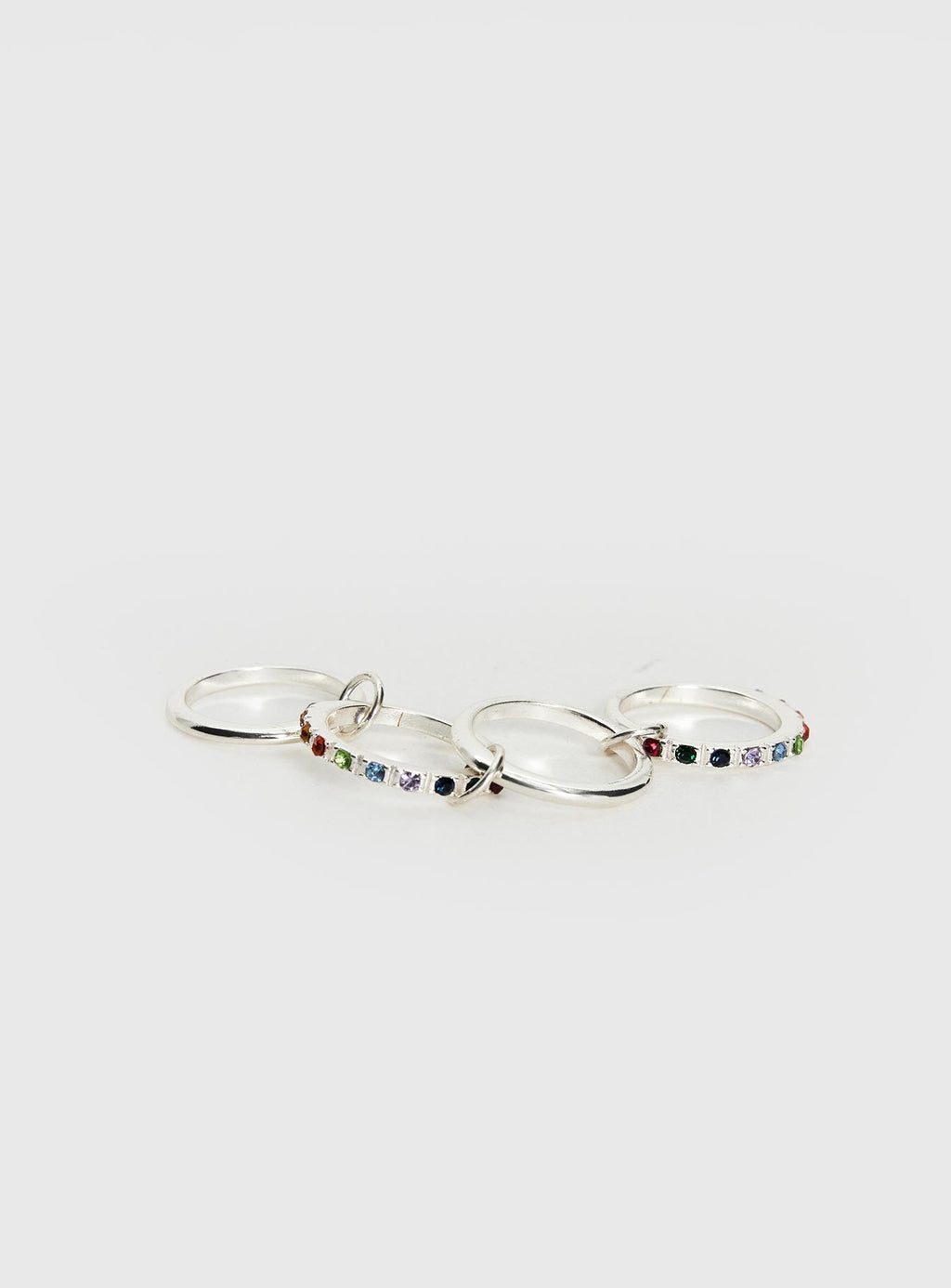 Leanah Stacked Gemstone Ring Silver