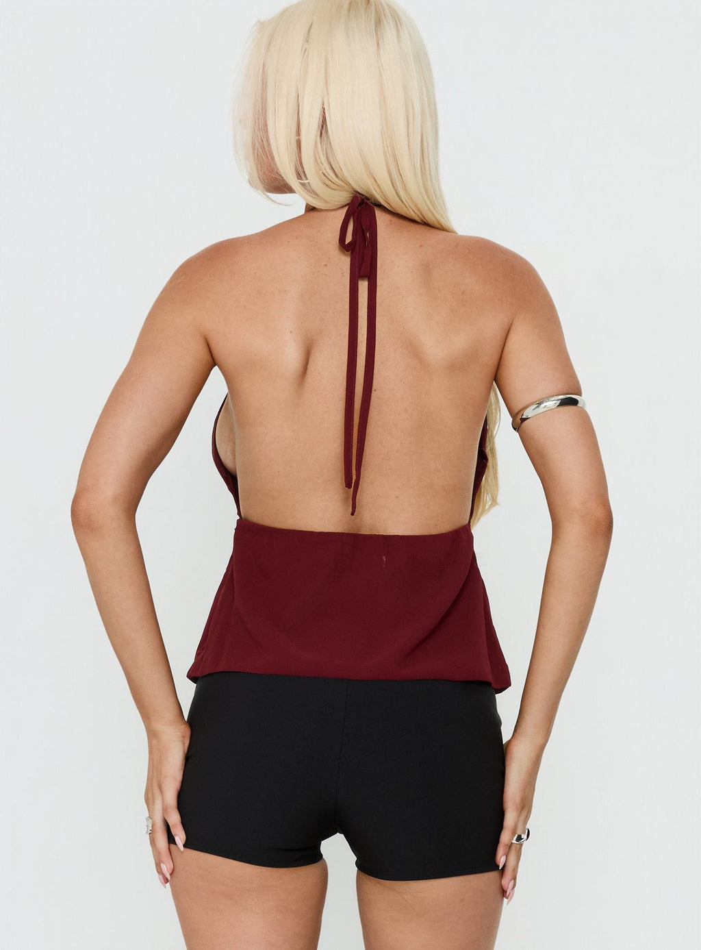 Tekapo Studded V-Neck Top Burgundy