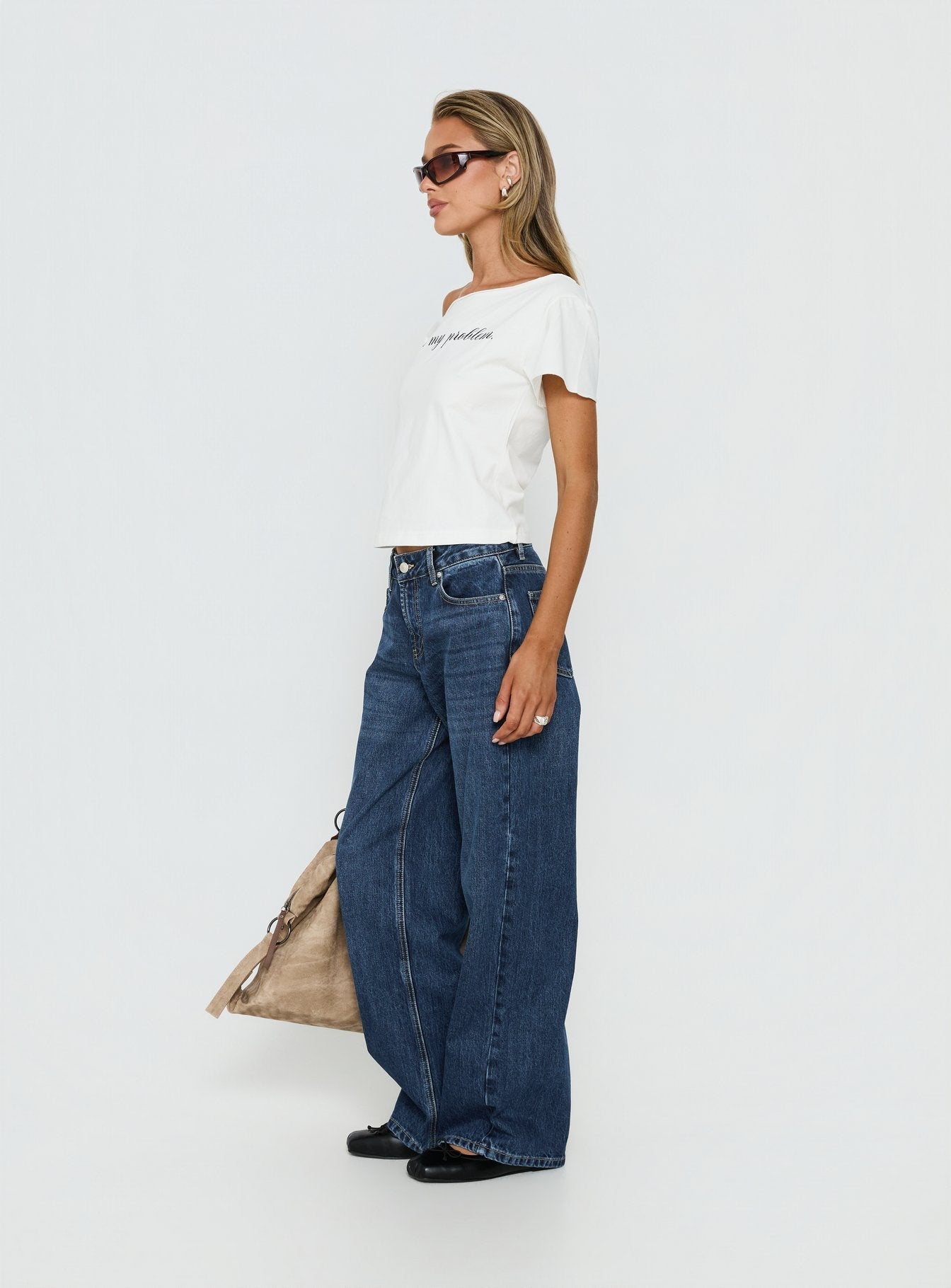 Serenitia Mid Rise Straight Leg Relaxed Jeans Dark Blue Wash