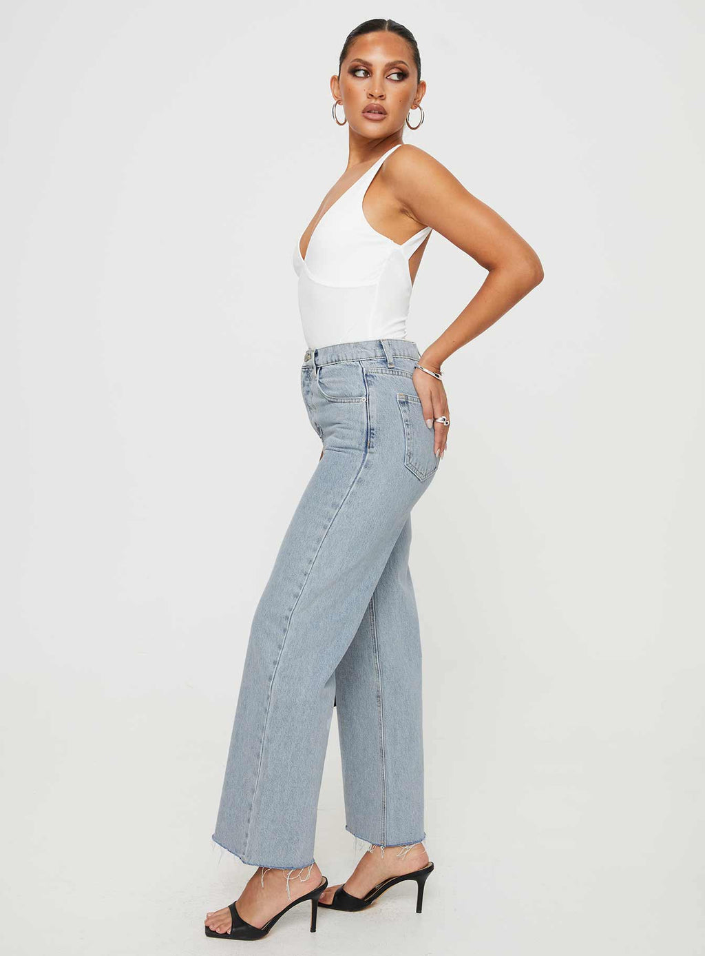 Fawcett High Rise Straight Leg Jeans Light Blue Wash
