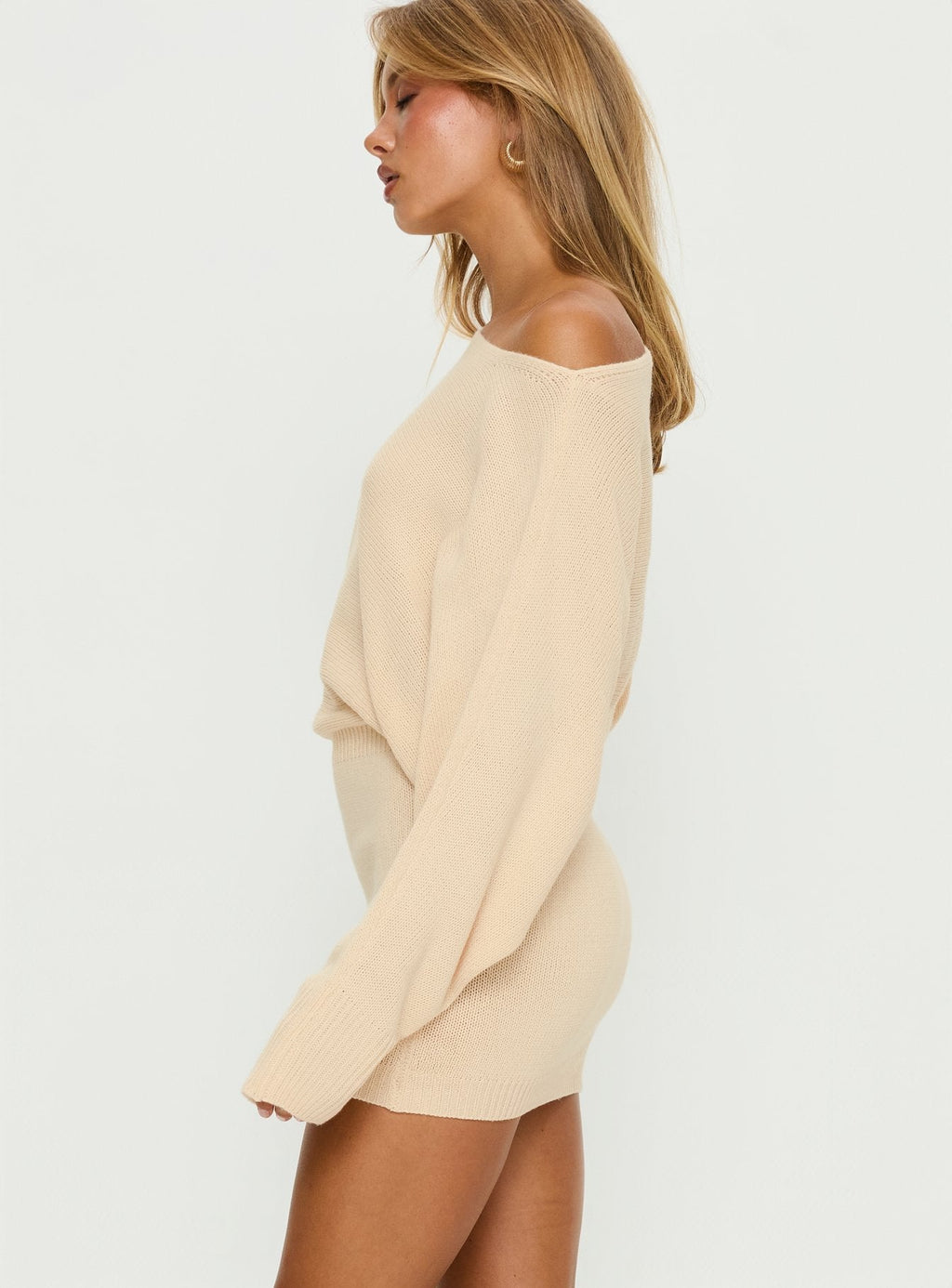 Bellamie Long Sleeve Mini Dress Cream