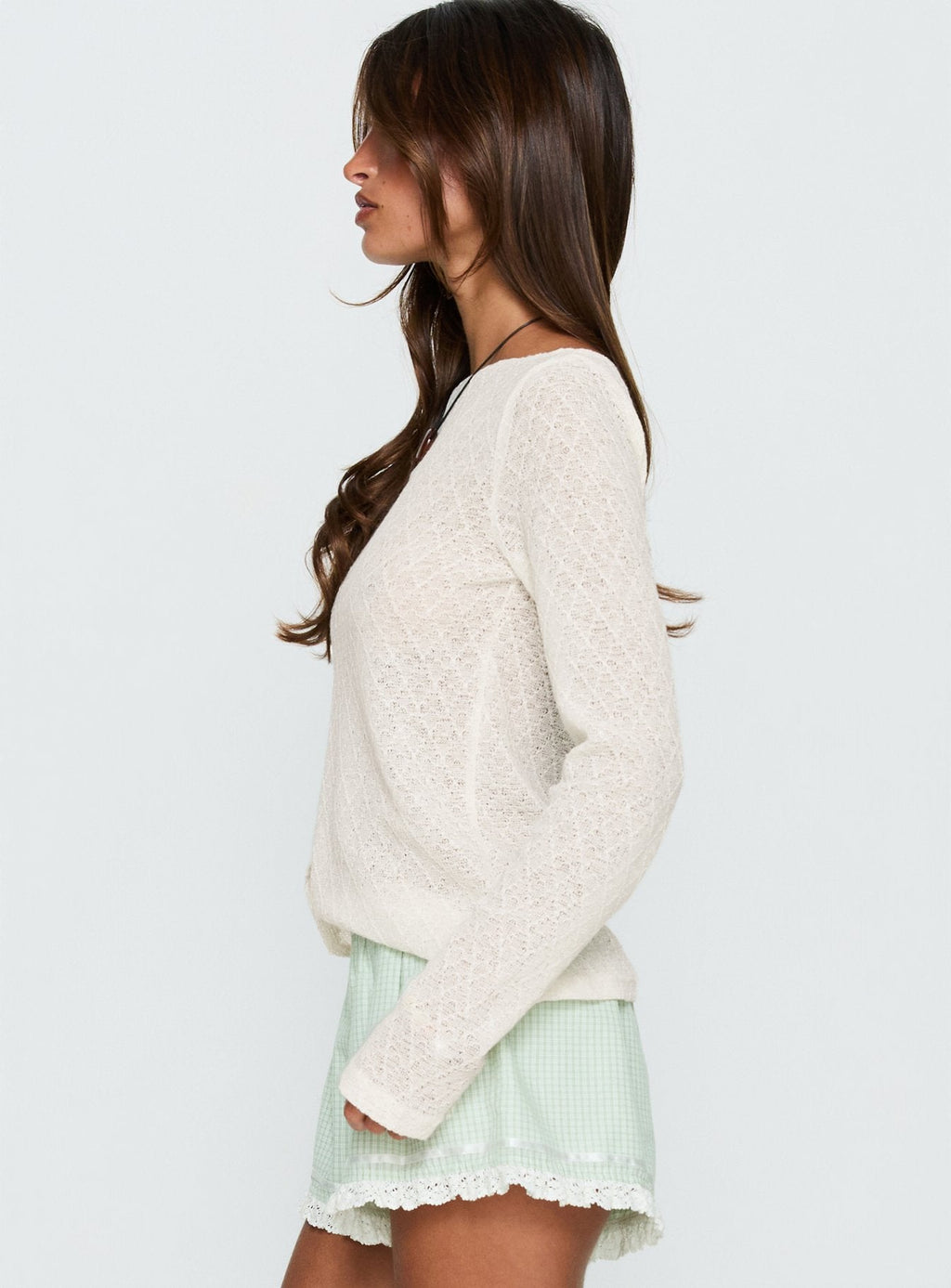 Rhubarb Lace Shorts Green Check