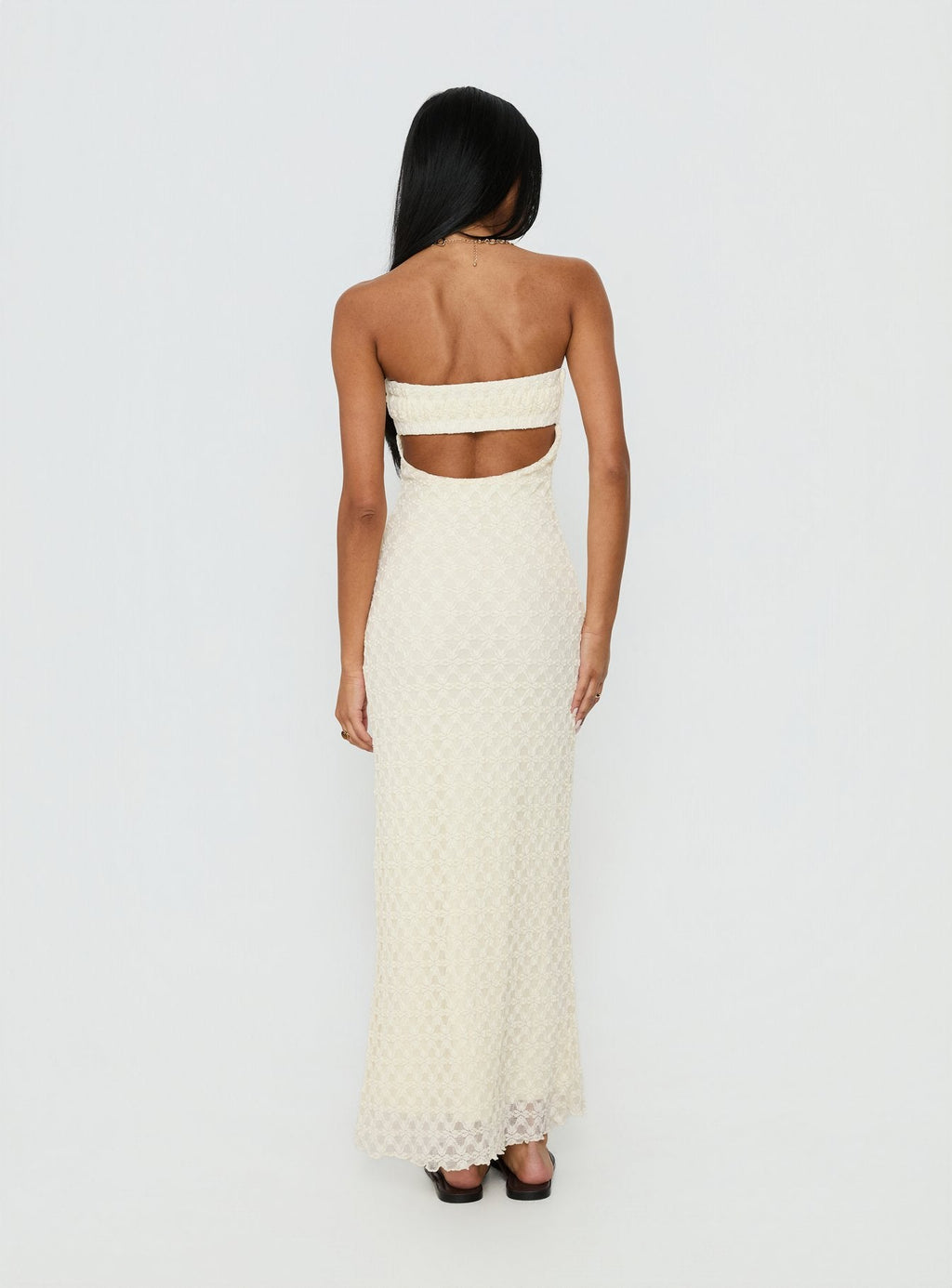 Aryela Strapless Textured Maxi Dress Cream