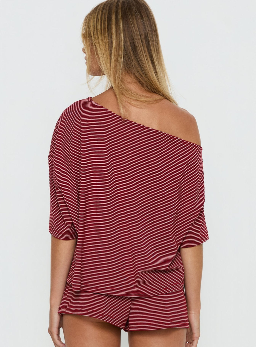 Sugar Surge Off Shoulder Sleep Top Cherry Stripe