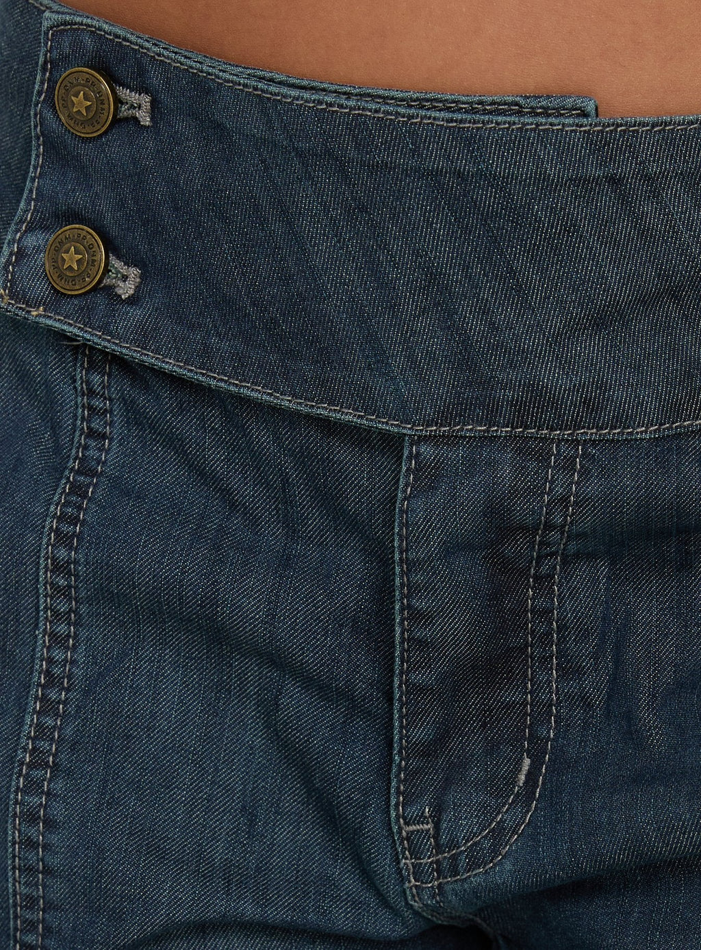 Nikoletta Mid Rise Wide Leg Cargo Jeans Dark Blue Wash