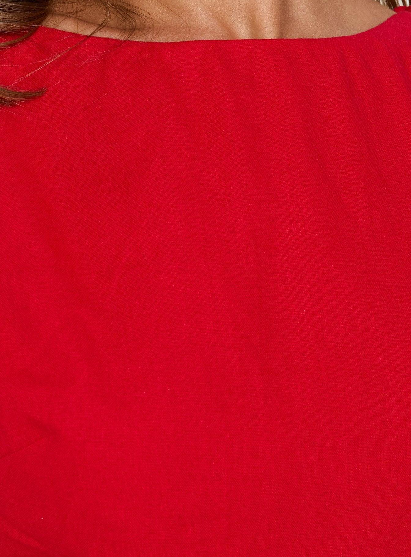 Veara Linen Low Back Tie Detail Playsuit Red