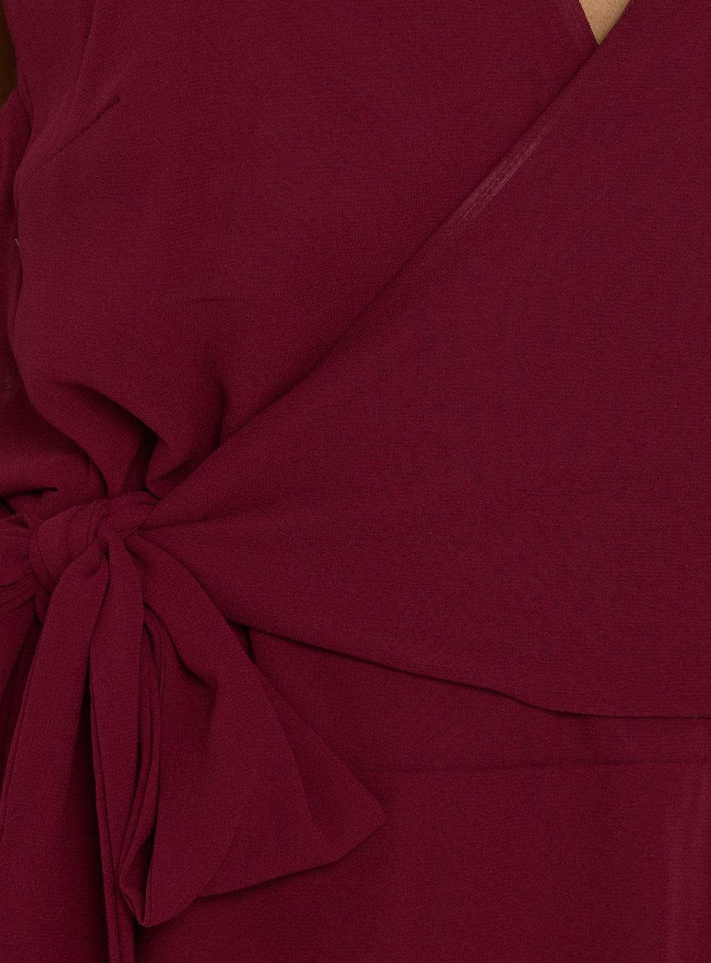 Dream Of Me Wrap Halter Mini Dress Burgundy