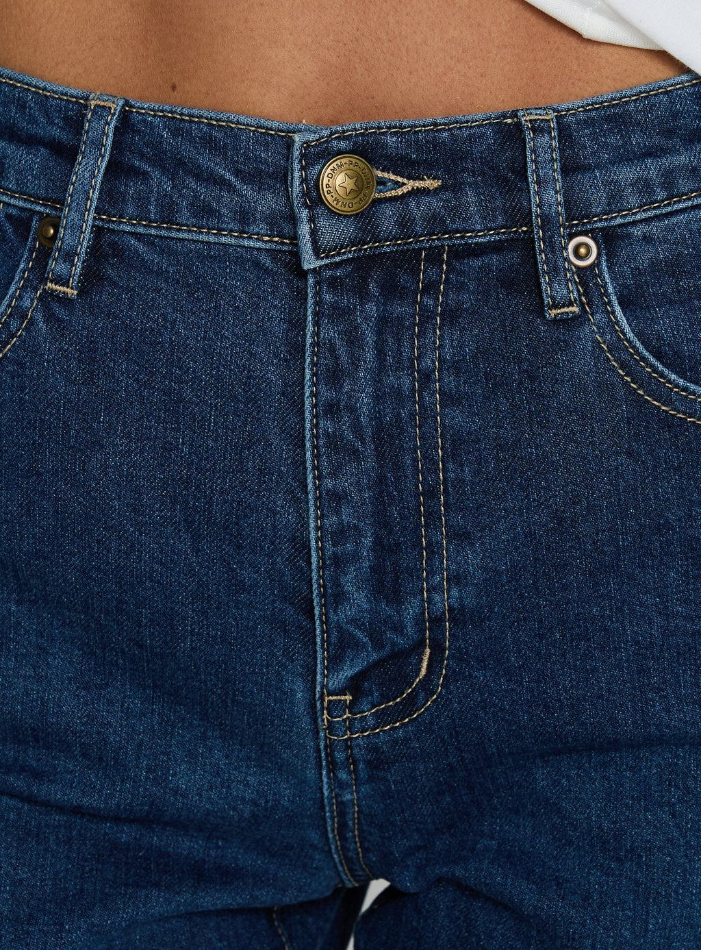 Cindee High Rise Cropped Jeans Mid Blue Wash