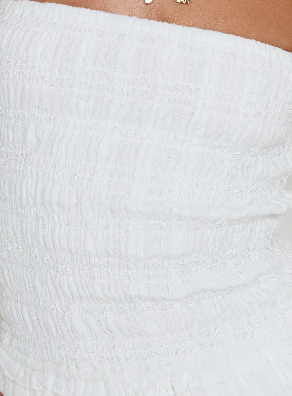 Ayanni Shirred Strapless Mini Playsuit White