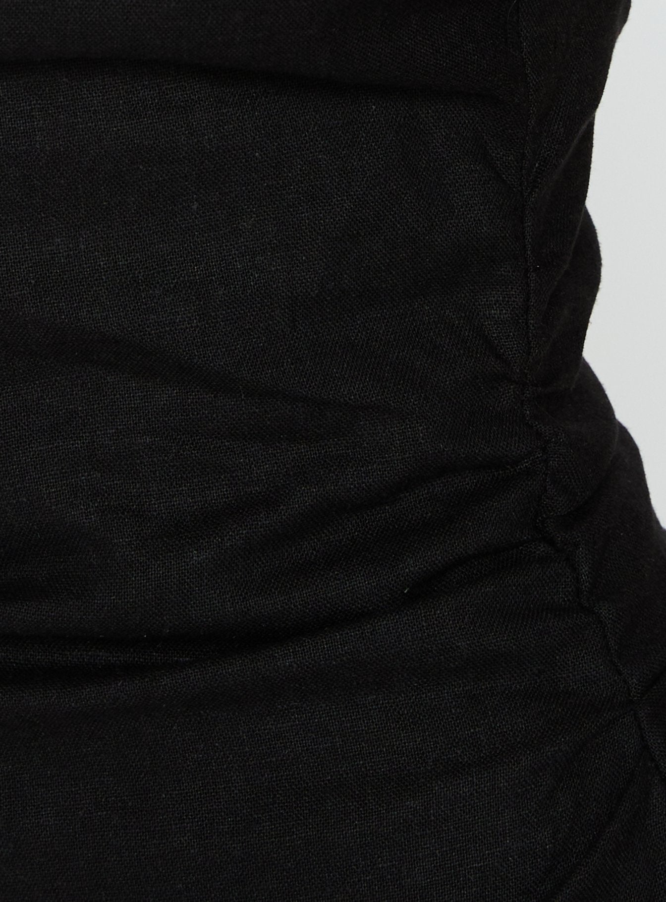 Veara Linen Low Back Tie Detail Playsuit Black