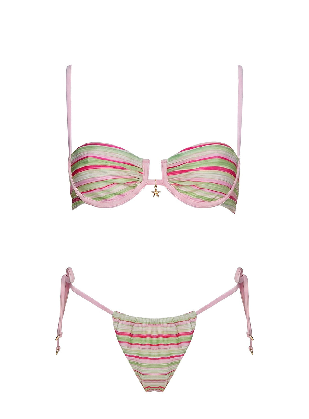Heatwaves Underwire Bikini Top Green / Pink Stripe