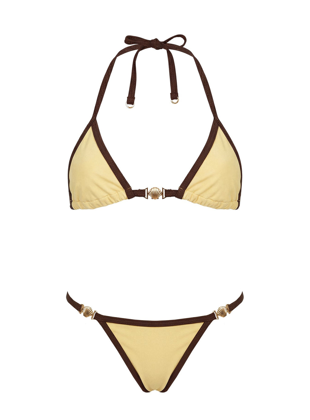 Maurita Hardware Halter Bikini Top Yellow / Brown