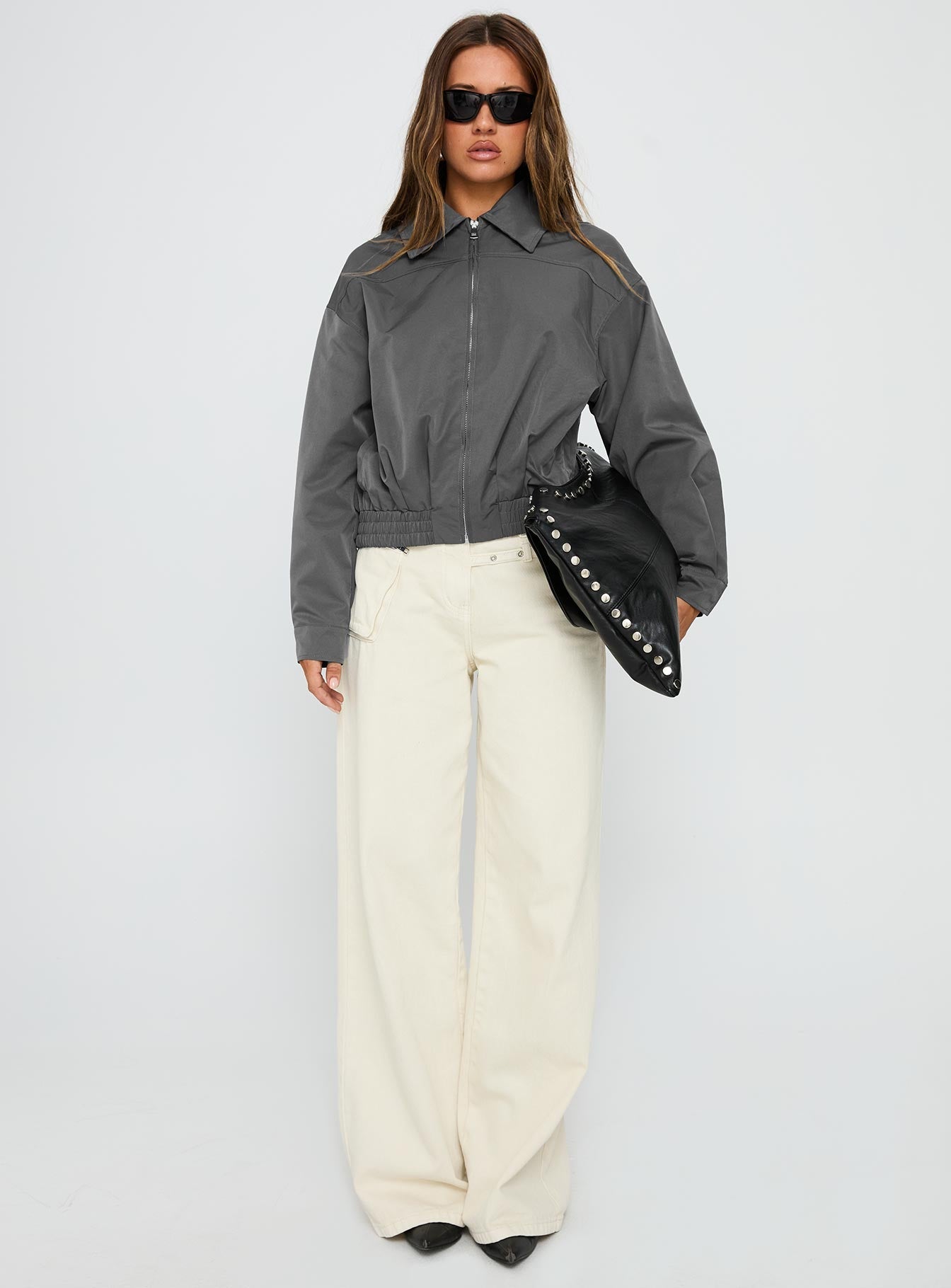 Call You Up Bomber Jacket Charcoal