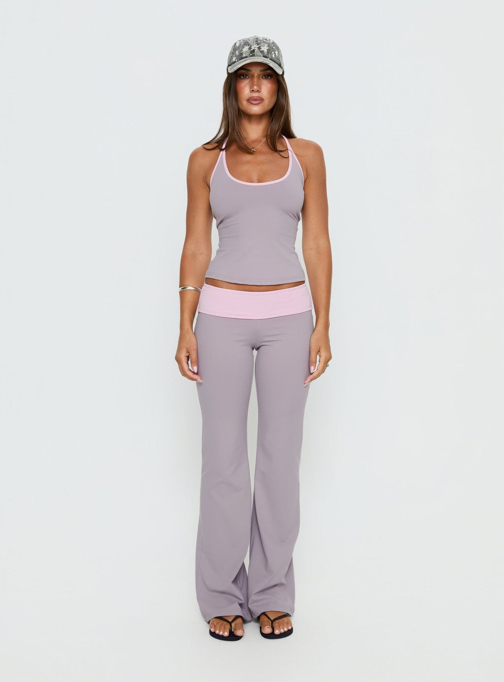 Kobee Jersey Flare Pants Slate / Dusty Pink
