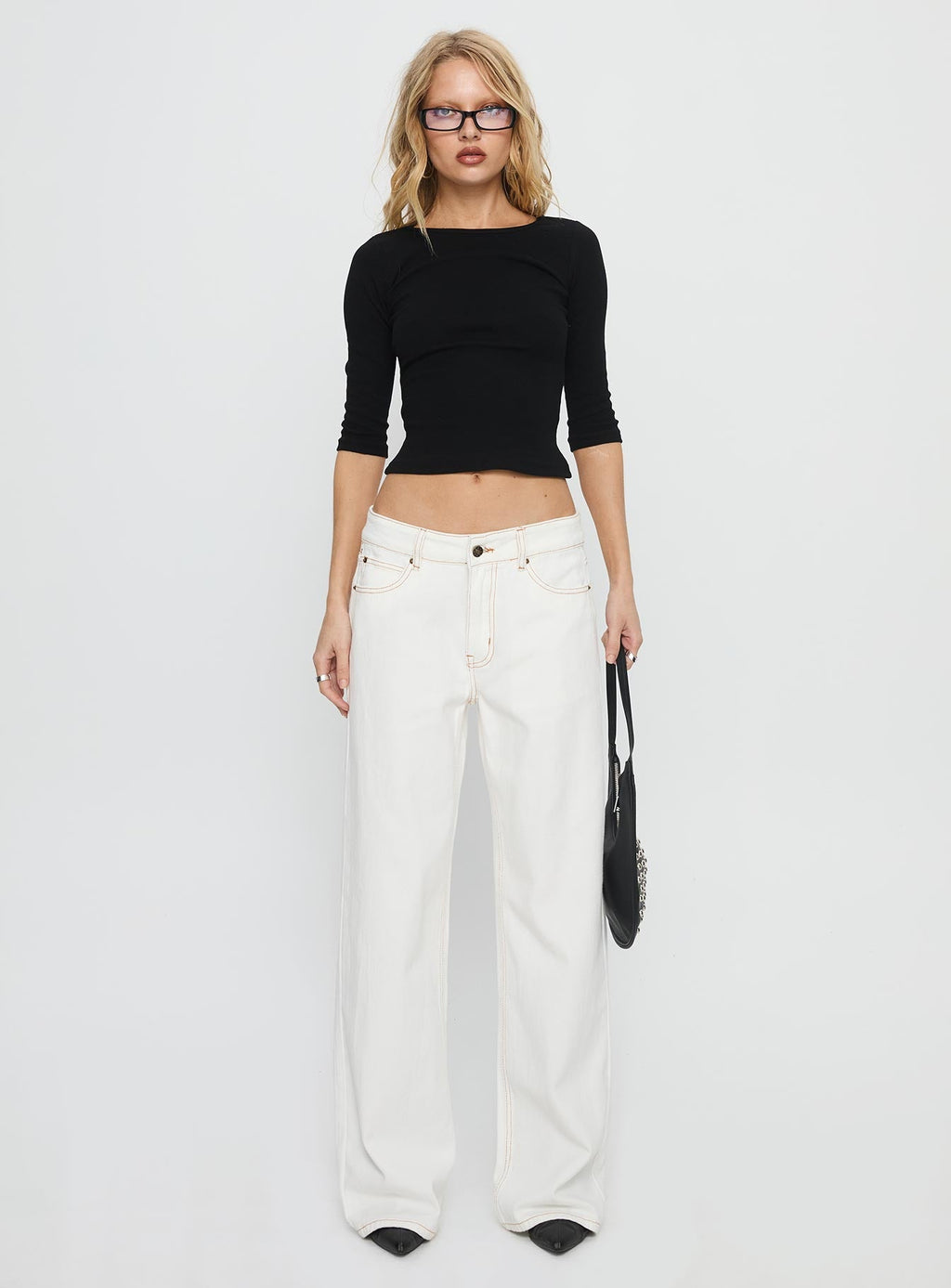 Top Model Low Rise Straight Leg Jeans Porcelain