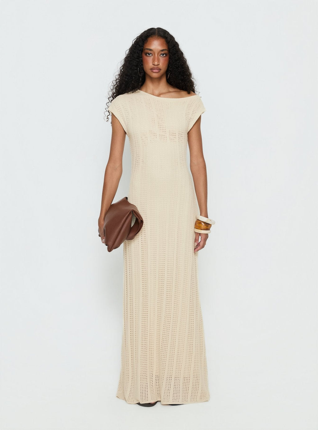 Break My Soul Knit One Shoulder Maxi Dress Beige