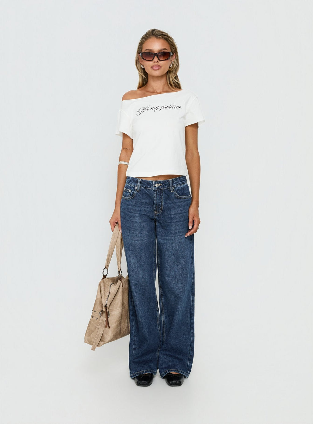 Serenitia Mid Rise Straight Leg Relaxed Jeans Dark Blue Wash