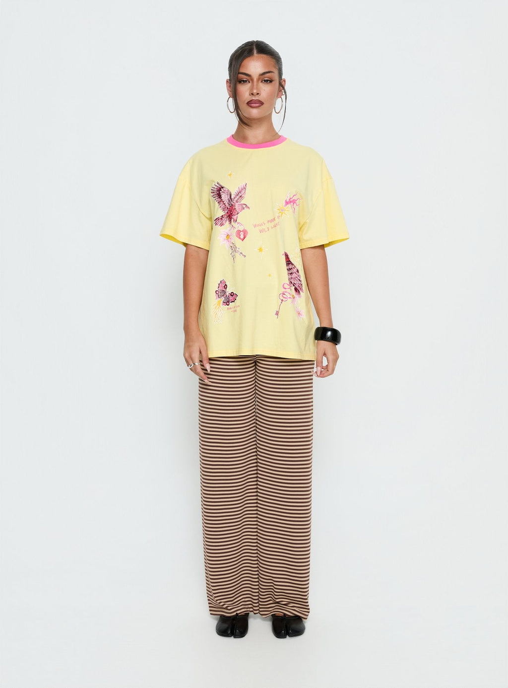Wild Light Oversized Graphic Tee Yellow / Pink