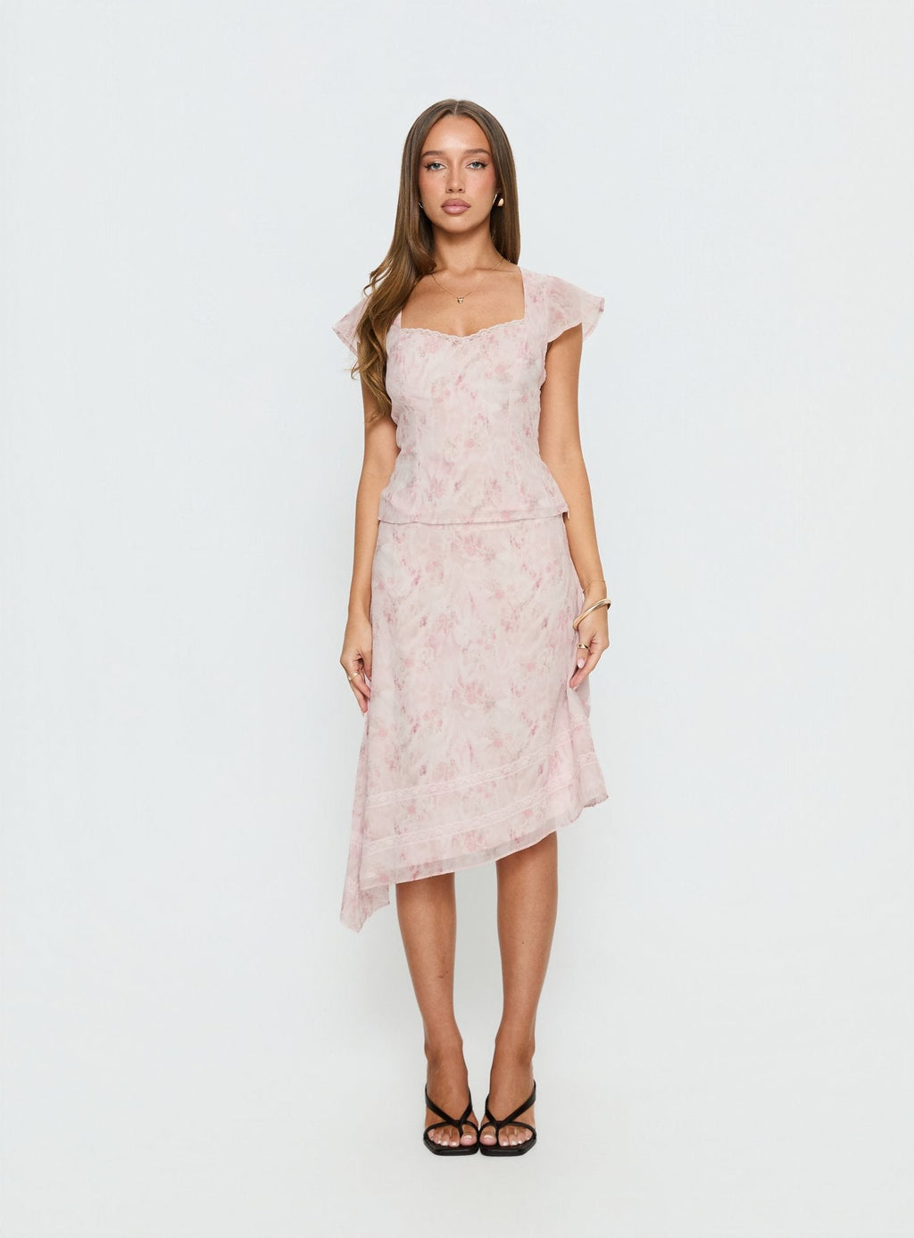 Avaline Asymmetrical Midi Skirt Pink