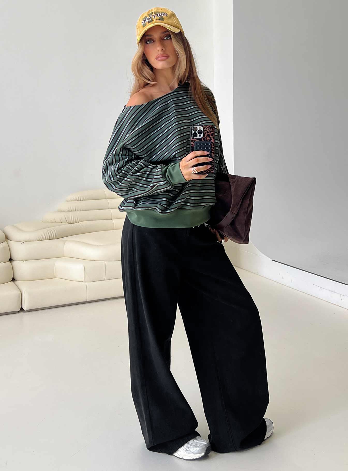Zaylah Contrast Cuff Jumper Green