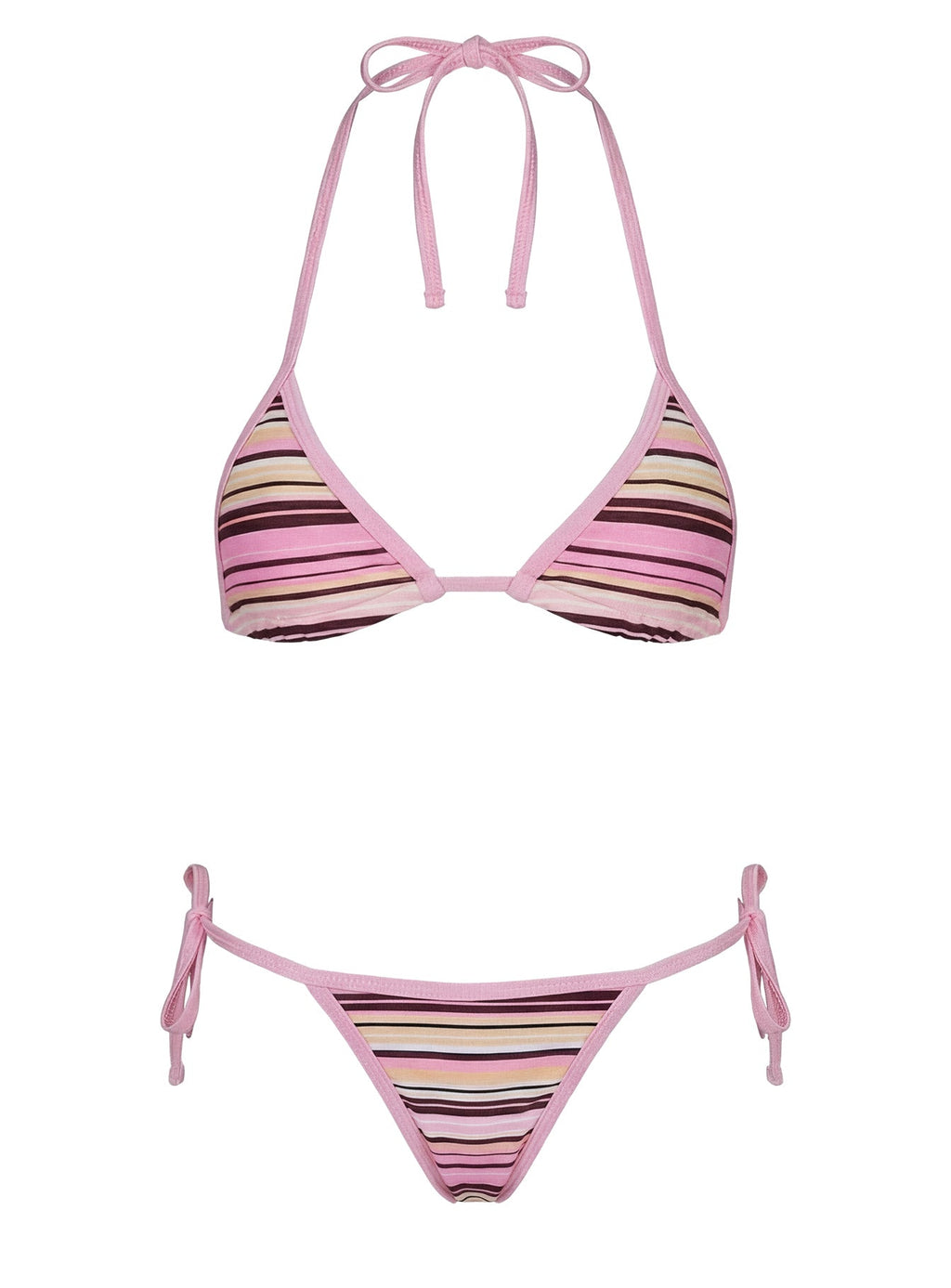 Blaylock Triangle Bikini Top Pink / Yellow Stripe