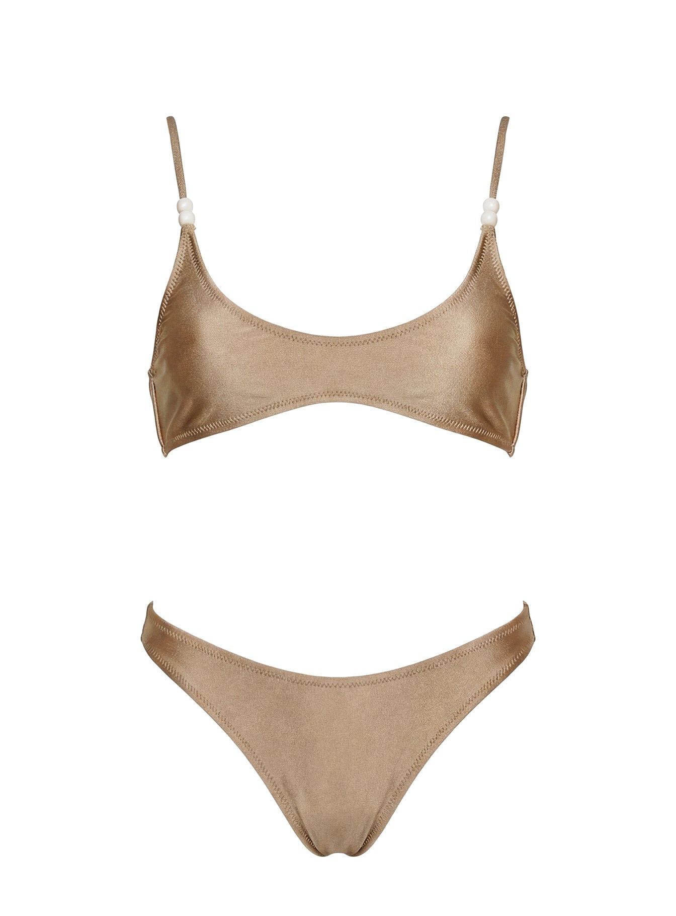 Elouana Beaded Scoop Bikini Top Gold