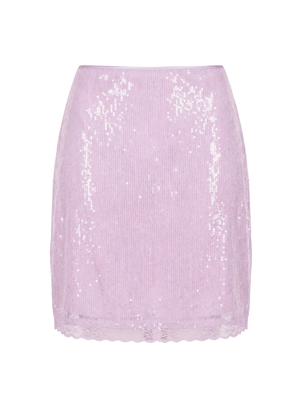 Addisa Sequin Lace Midi Skirt Lilac