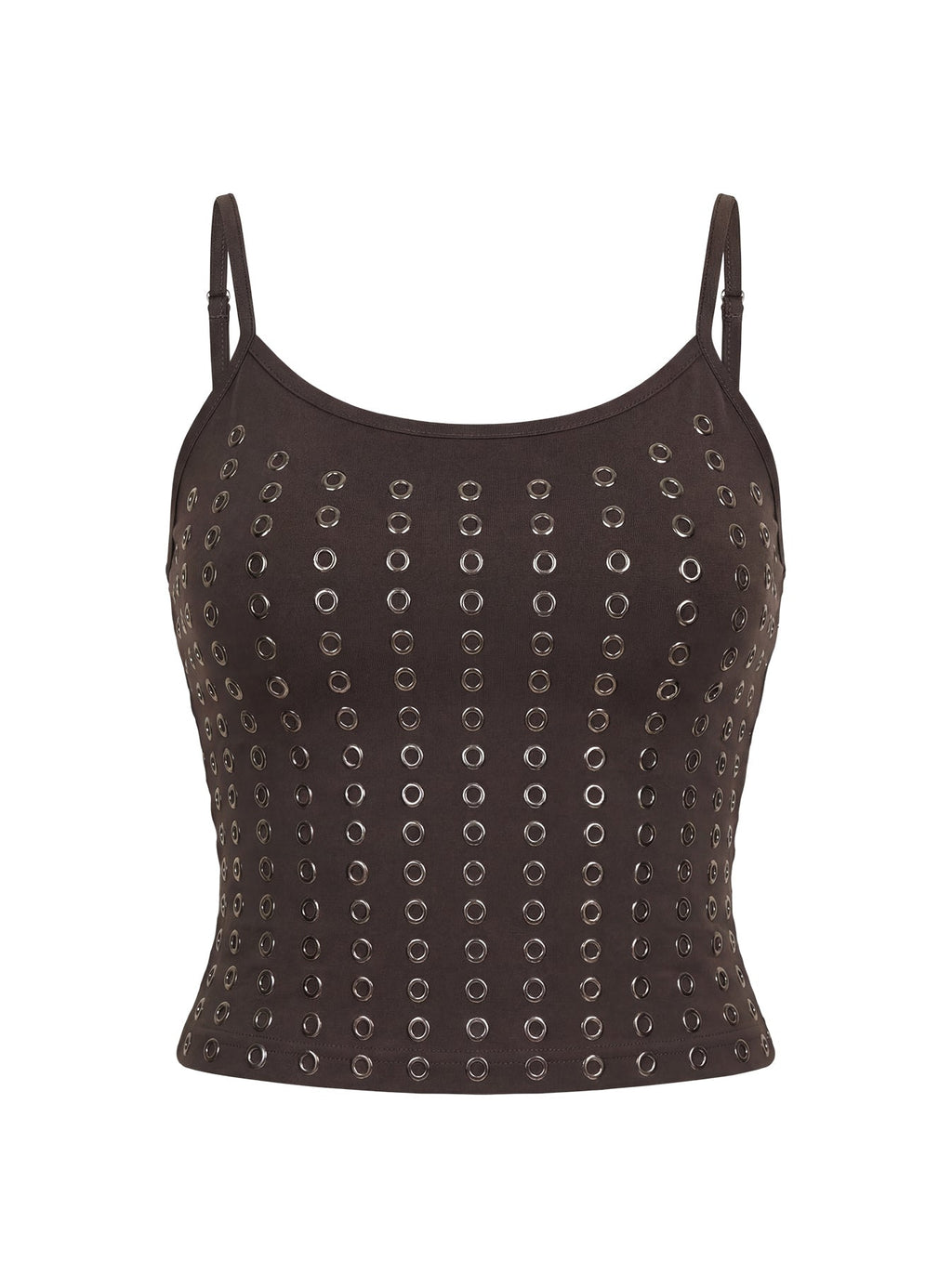 Winter Solstice Scoop Neck Eyelet Detail Top Dark Slate