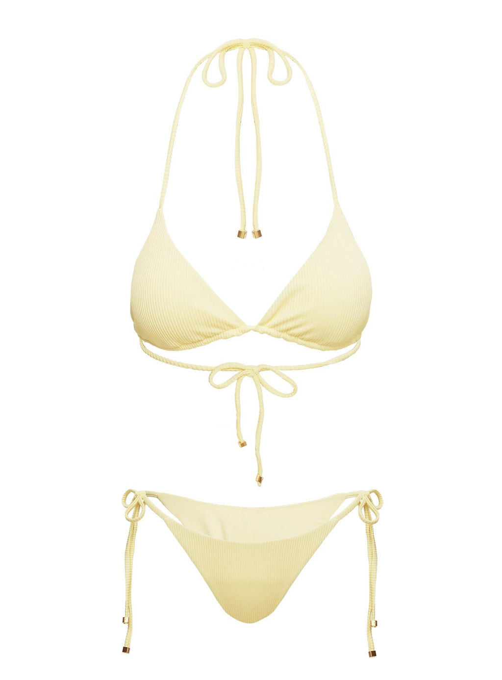 Glora Ribbed Tie Side Bikini Bottom Yellow