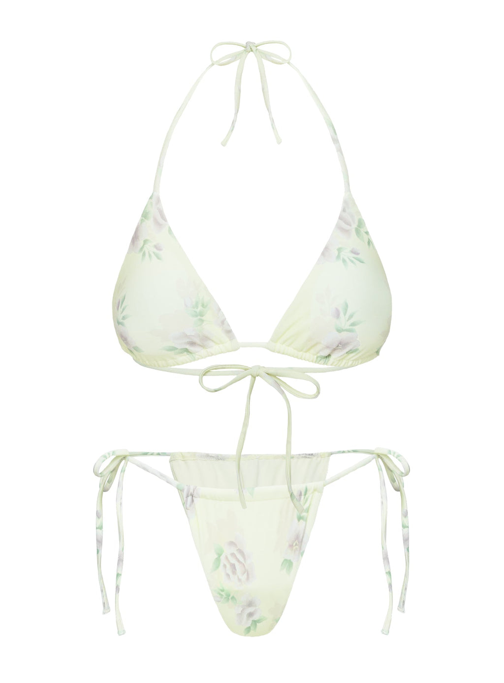 Jenner Tie Side Ruched Bikini Bottom Yellow / Purple Floral